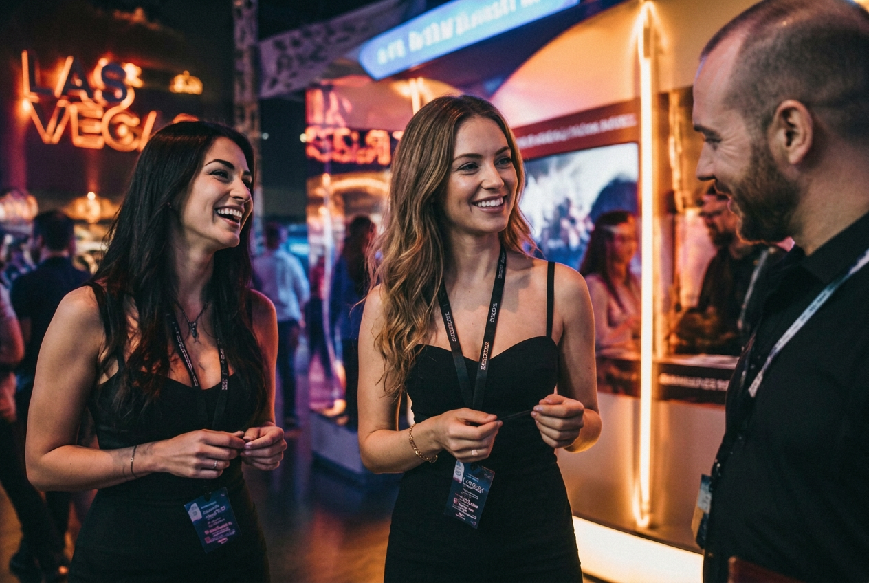 VYBE brand ambassadors engaging guests at a Las Vegas convention